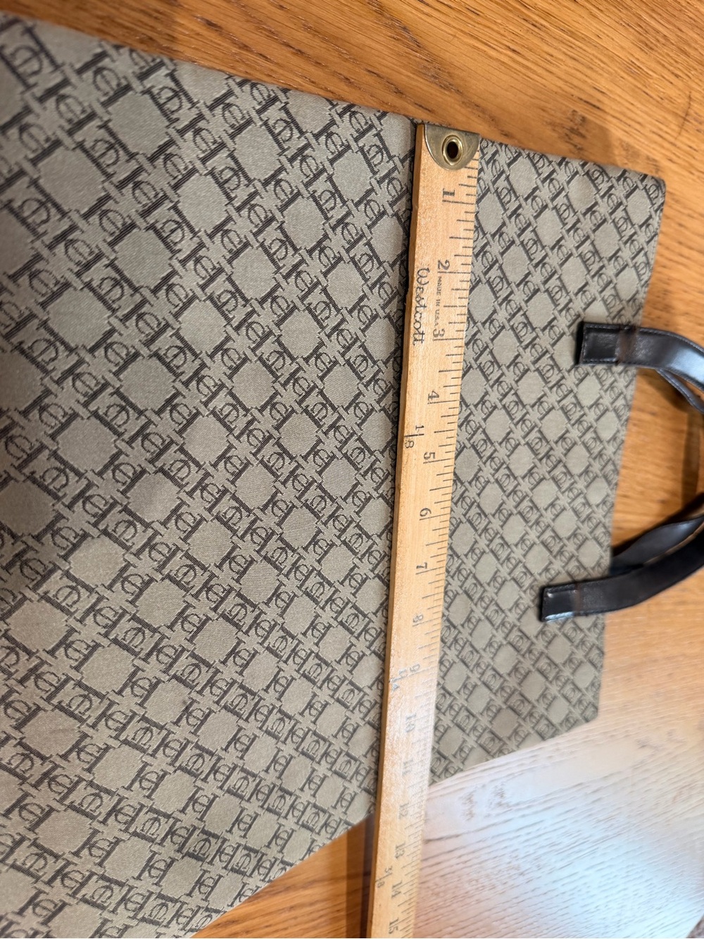 Carolina Herrera Beige and Dark Brown Monogram Tote - Picture 5 of 9